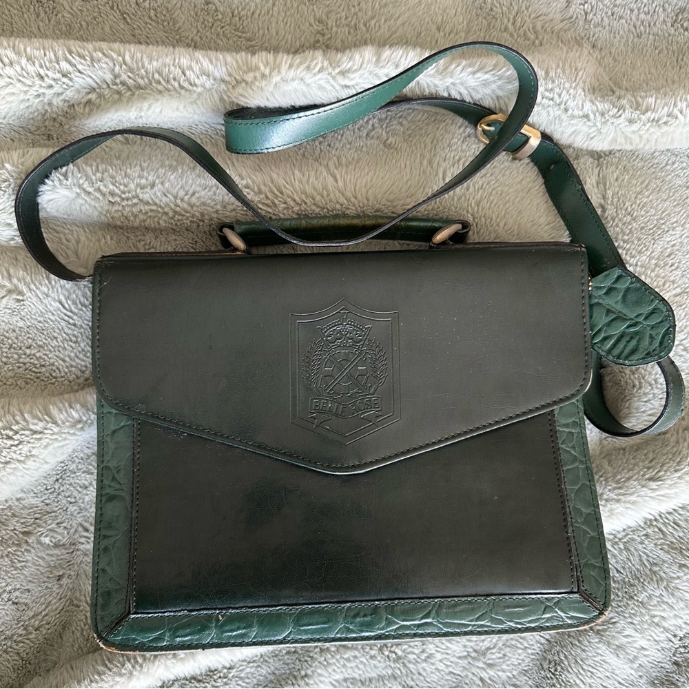 Bellerose Dark Green Leather Crossbody Bag